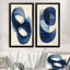 Art mural abstrait bleu, 2 courbes bleues minimalistes, toile courbe minimaliste