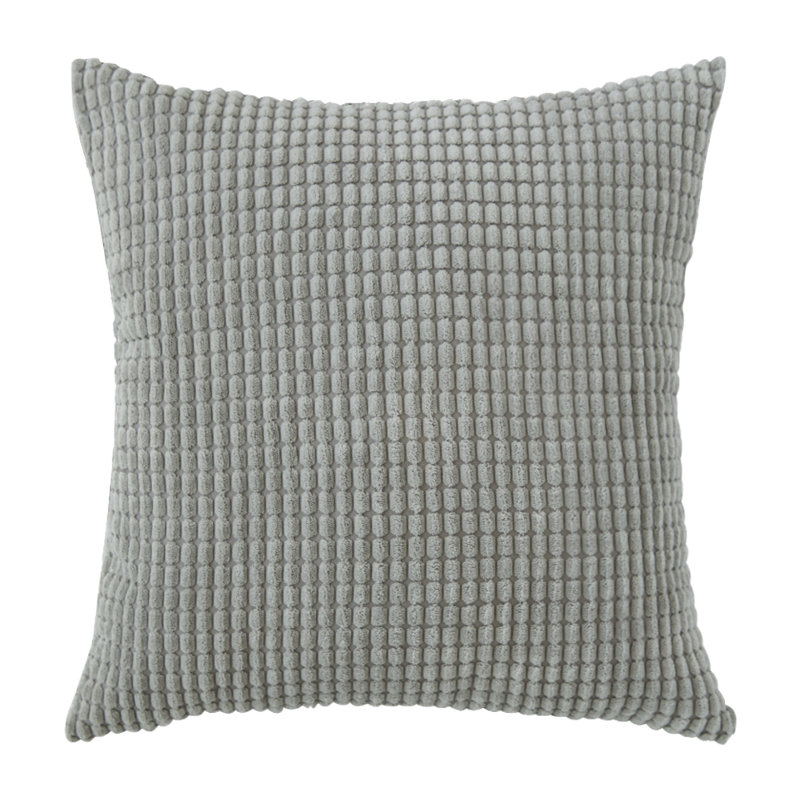 Coussin en velours côtelé doux, 20 po x 20 po, Gris clair