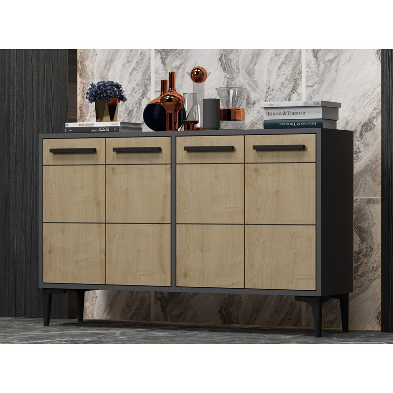 Stylish Console Table, 47.2 x 11.8 x 29.5 Inches, Anthracite & Sapphire Oak | 100% Melamine Coated Particle Board, PVC Legs | Durable & Elegant Design for Living Room, Entryway, or Office Space