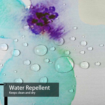 Modern Watercolor Flower Watercolour Blue Shower Curtain with 12 Hooks