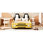 Lit plateforme jaune avec thème voiture de course et roues - sommeil confortable, sommeil relaxant-489501392