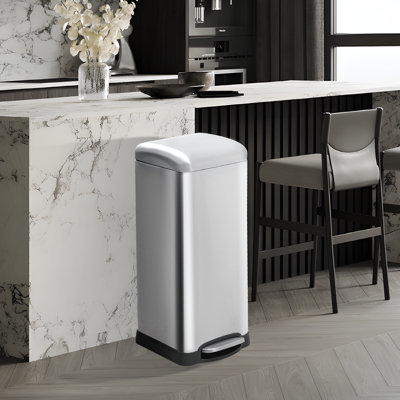 Poubelle à pédale 8 gallons en acier inoxydable avec capteur de mouvement automatique