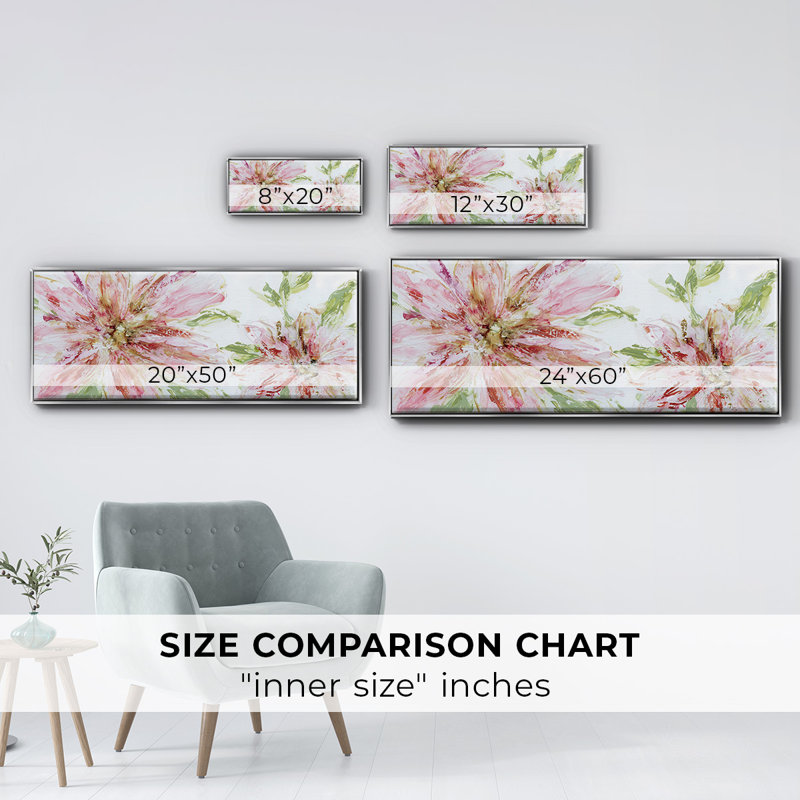 Floral Panache- Framed Canvas, 24" H x 60" W