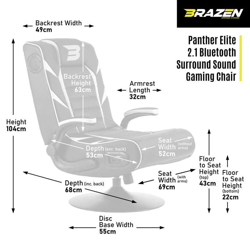 BraZen Panther Elite 2.1 Bluetooth Surround Sound Gaming Chair, Green
