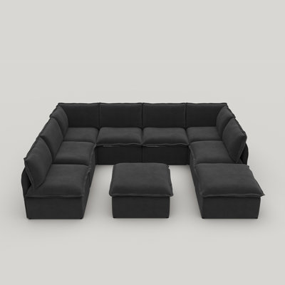 Canapé modulaire modulaire 9 pièces Advait, combinaison libre avec structure en fer léger et repose-pieds Advait