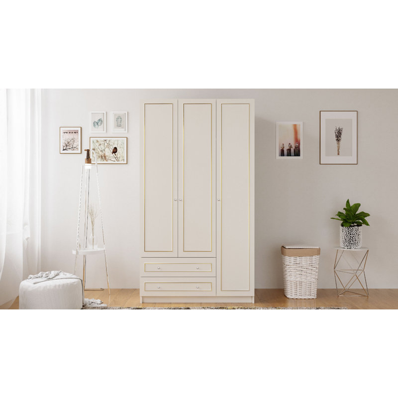 Vanderpool 3 Door Manufactured Wood Wardrobe, 180cm H x 105cm W x 52cm D