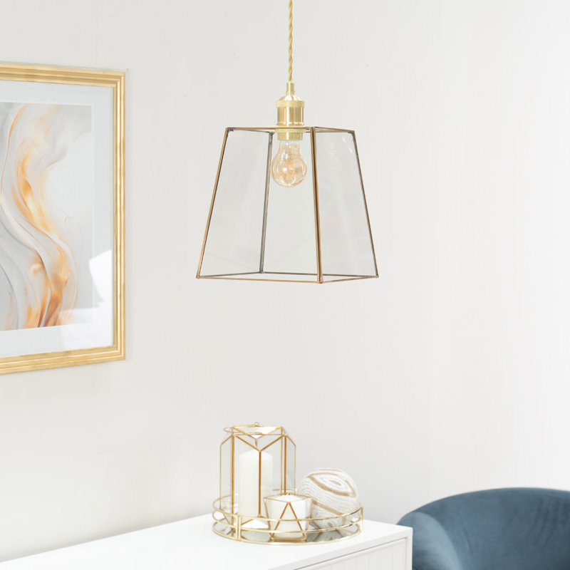 19cm H Glass Square Lamp Shade ( Clip On ), Gold