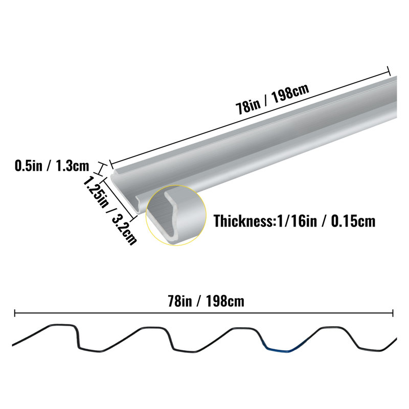 Paquet de 20 paquets de 6,5 pi en aluminium pour canal de verrouillage et fil de ressort - Ensemble de fixation de film plastique pour serre robuste avec vis