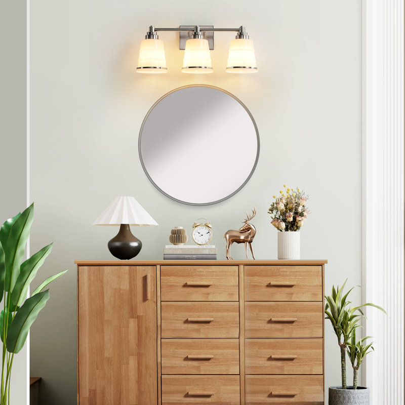 Éclairage de salle de bain à intensité variable pour salle de bain (disponible en quatre tailles), Blanc, Nickel, 3