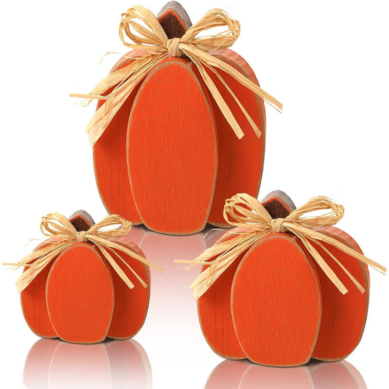 3 pièces de décoration de citrouille de l'Action de grâce décor d'automne ferme signe d'automne rustique à plusieurs niveaux plateau décorations centres de table debout bloc de bois pour Halloween Home Kitchen