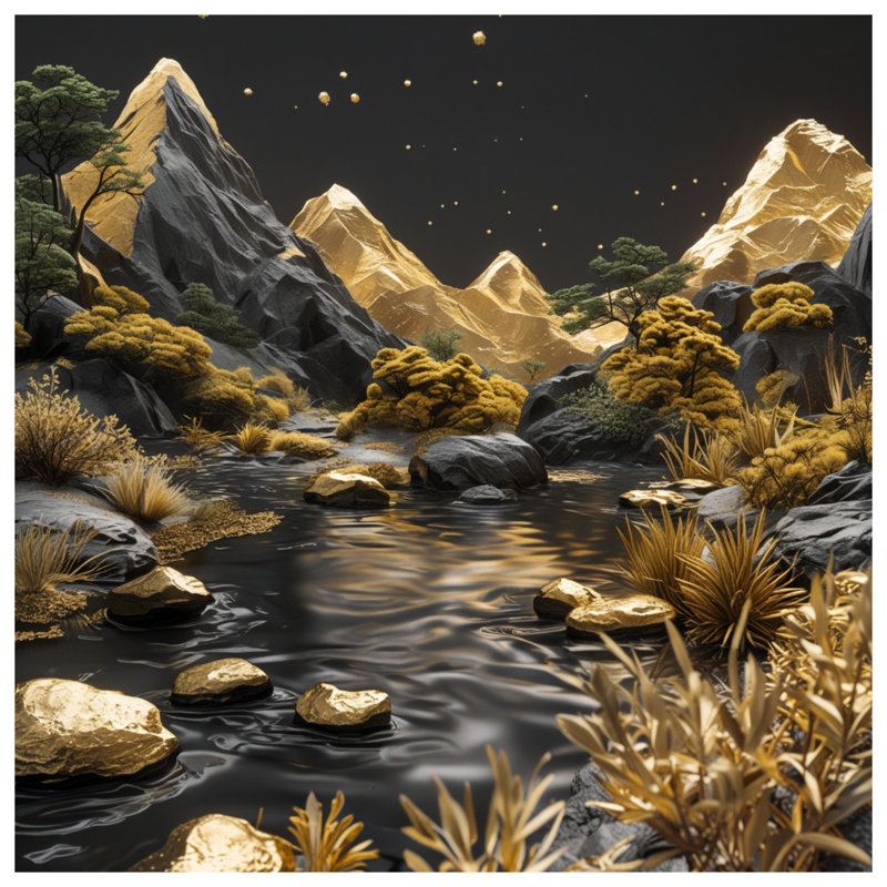 Toile tendue sur toile Golden Mountains, 16 po x 20 po