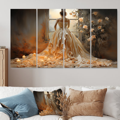 Elegant French Couture Ballgown - Dior 4 Piece Wall Art Canvas