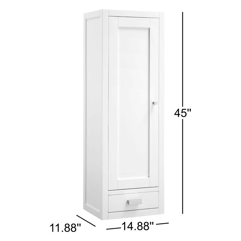 Addison 45" H Linen Cabinet, Left Handed, Glossy White
