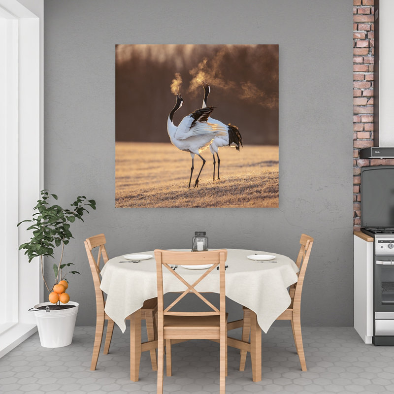 Cranes Golden Breath Elegant Peaceful Serene Bird Nature Wildlife, impression d'art mural, 48" H x 48" W