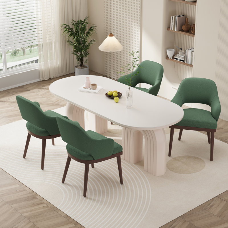 Chaise rembourrée moderne avec pieds en bois de noyer, Bois brun foncé, Vert