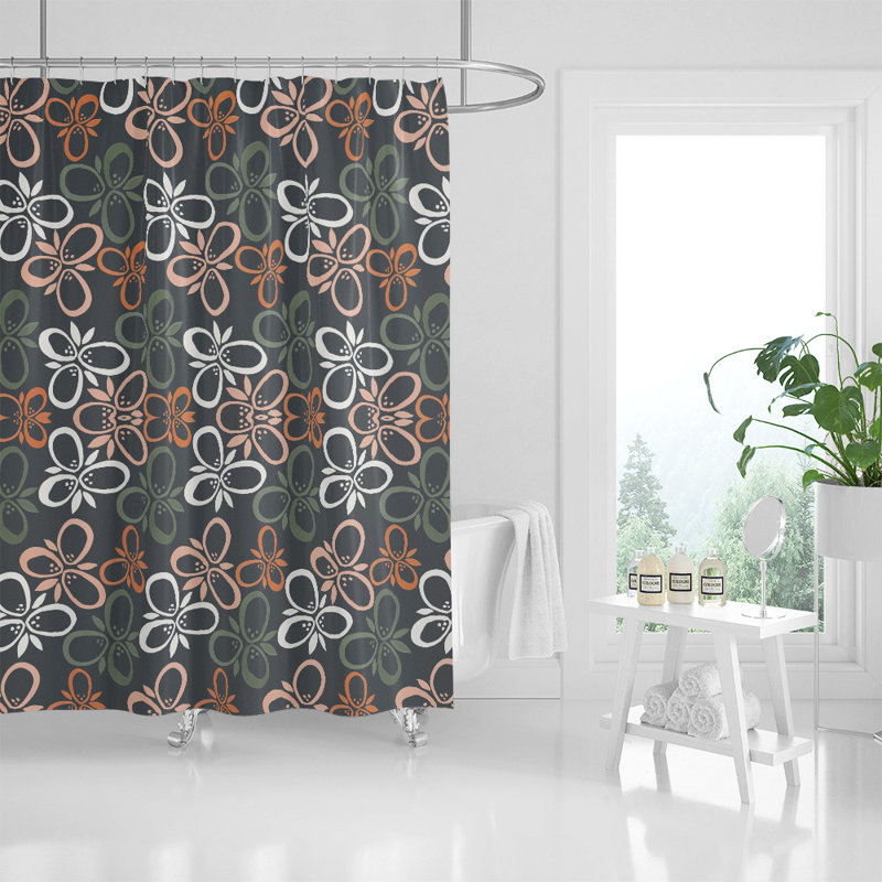 Rideau de douche simple à motif floral Givry, H 72 po x l 70 po
