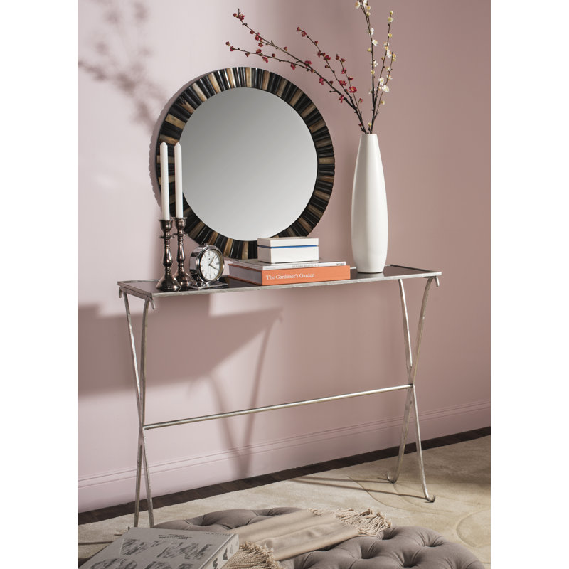 Romain 90cm Glass Top Console Table, Silver