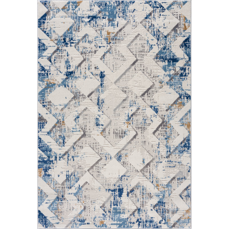 Tapis gris et bleu Haenisch DUN130A, Rectangle 4 pi x 6 pi