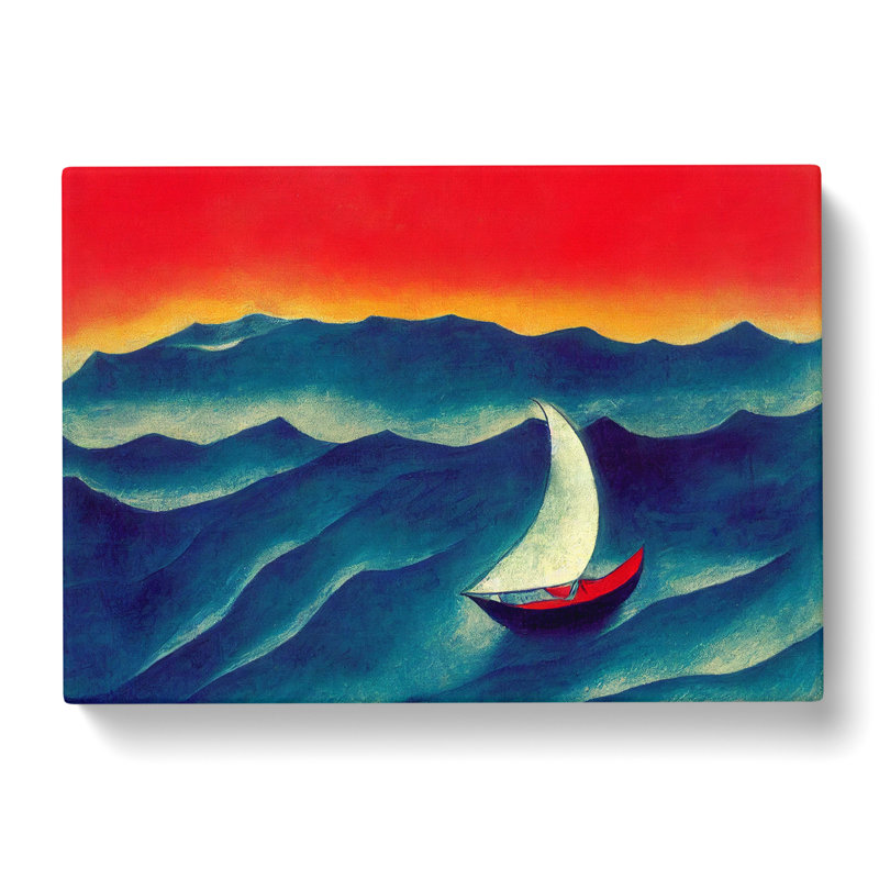 Sailing Boat Painting Abstract - Wrapped Canvas, 50cm H x 76cm W x 3cm D