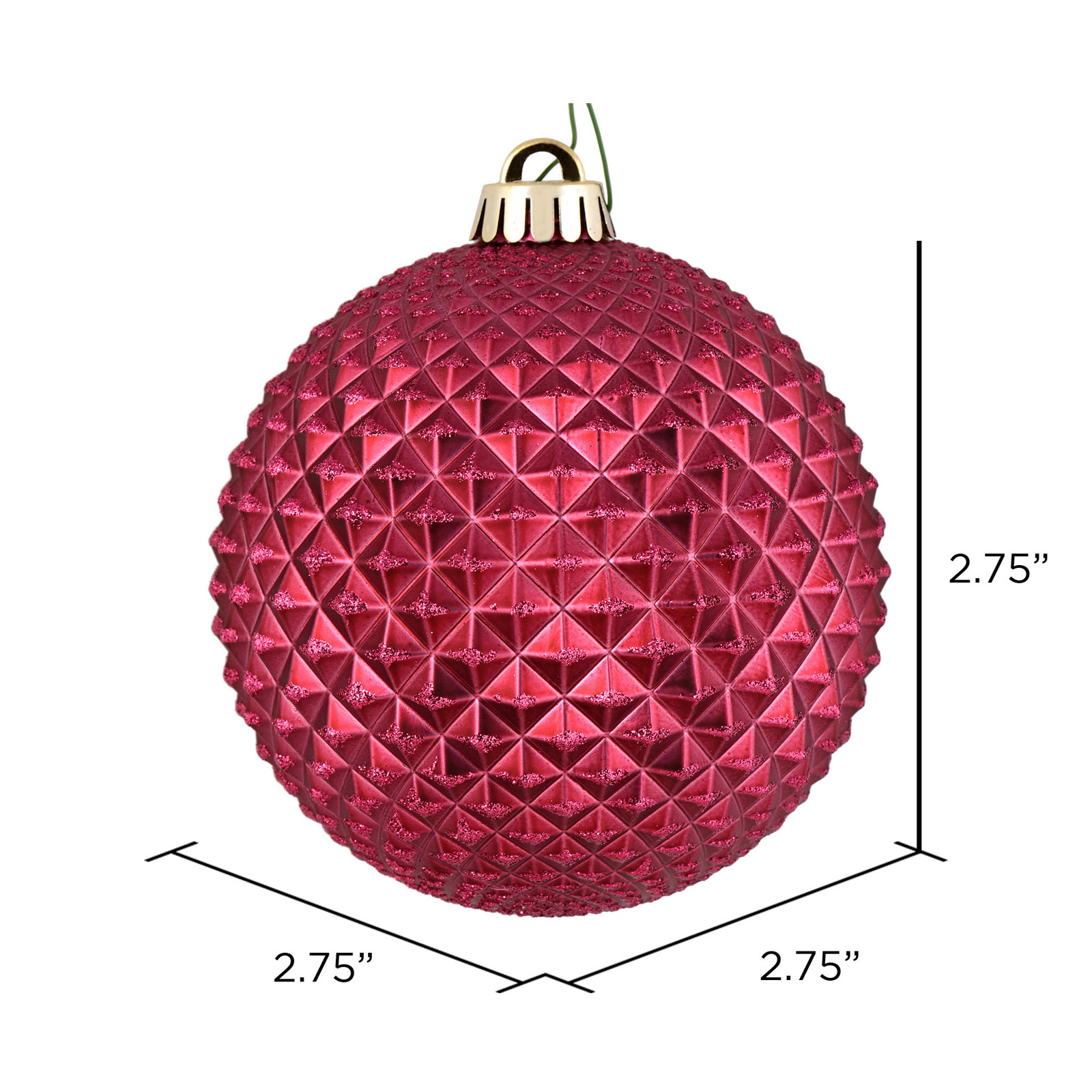 Durian Glitter Ball Ornament, Berry Red