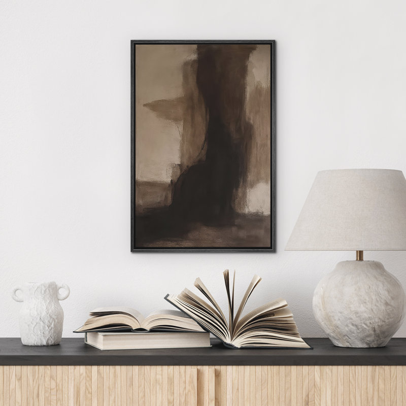 Reproduction d'art abstrait sur toile encadrée pour décoration intérieure moderne, Noir, H 24 po x l 16 po