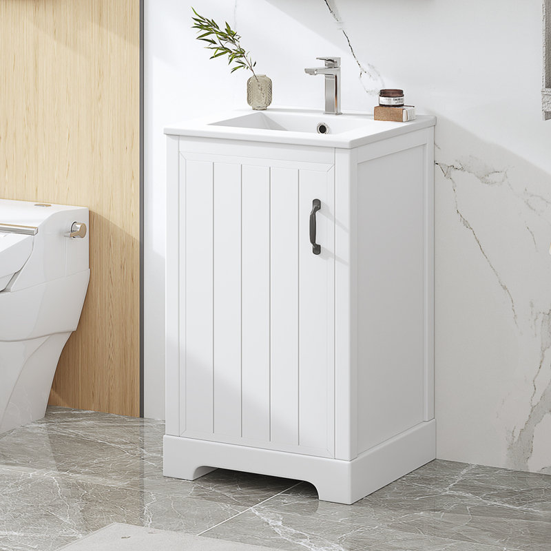 Meuble-lavabo 20 po avec lavabo, armoire Maclane avec porte à fermeture douce, étagère de rangement et tablette ajustable 20 po