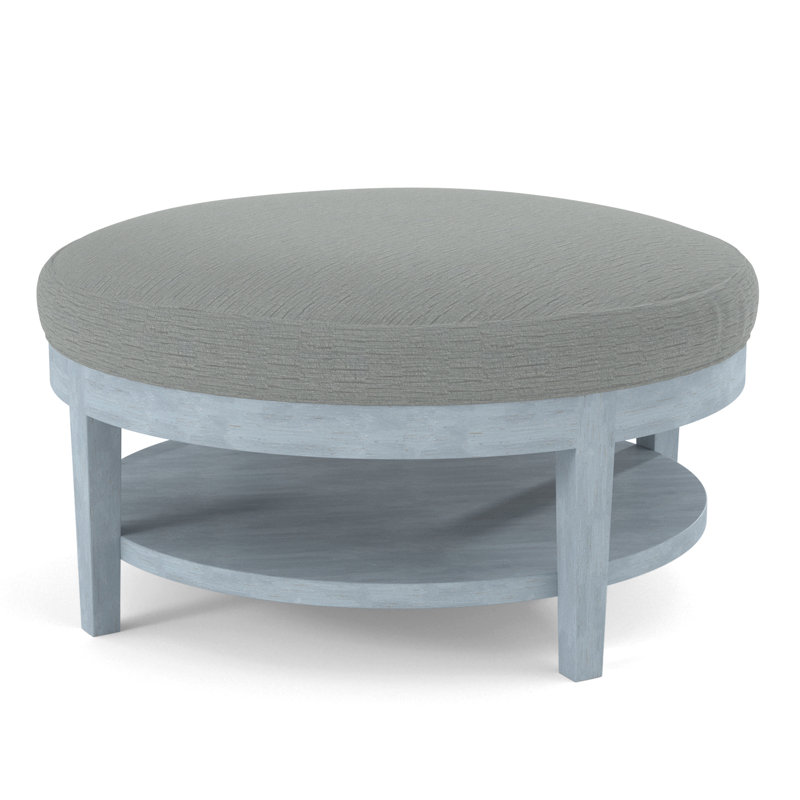 Repose-pieds Midtown, Tissu motif écossais lapis 0126-63, Finition verre de mer