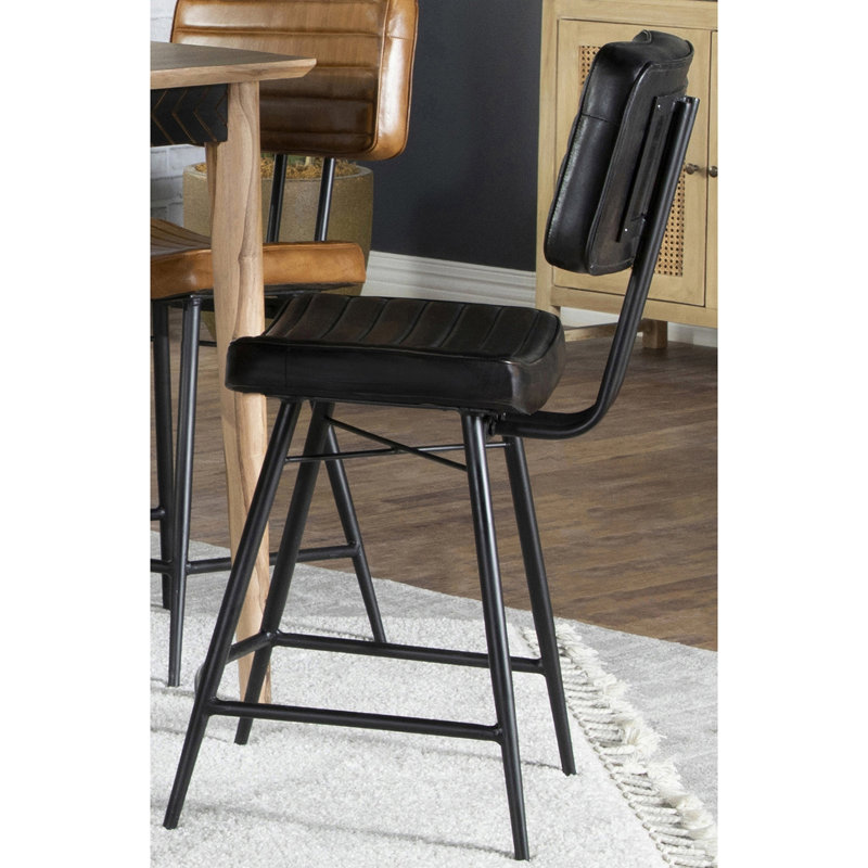 Chaise de comptoir rembourrée Senko, Espresso antique