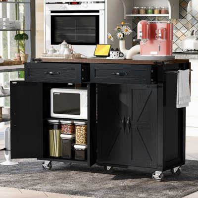 53.5''Farmhouse Kitchen Island With Power Outlet