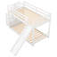 Lit superposé simple au-dessus d'un lit simple avec glissière convertible et escalier, blanc
