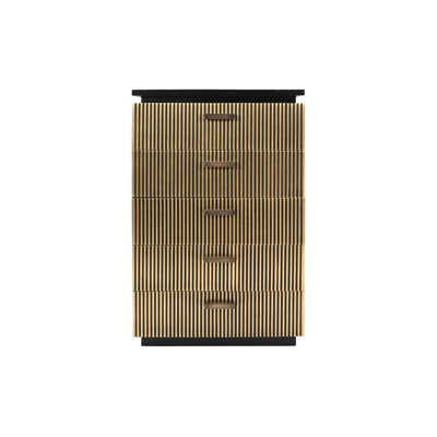 Commode à 5 tiroirs de style moderne en bois de manguier et finition en laiton