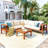 4 Pieces Outdoor Acacia Wood Sofa Set, Woven Mesh Armrests, L-Shaped Patio Furniture Sofa Set With Coffee Table, Outdoor Conversation Set With Cushions And Side Table-129691553-129691557