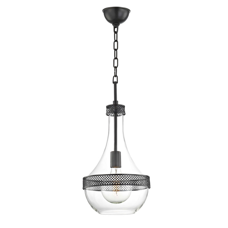 Luminaire suspendu en forme de goutte unique à 1 lumière Twain, H 29,25 po x l 14 po x P 14 po, Bronze vieilli