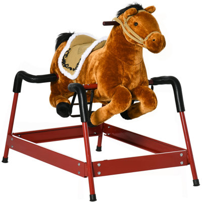 Cheval à bascule pour enfants, cheval à monter pour les filles et les garçons avec des sons d'animaux, cheval en peluche avec sensation douce, jouet interactif pour les enfants