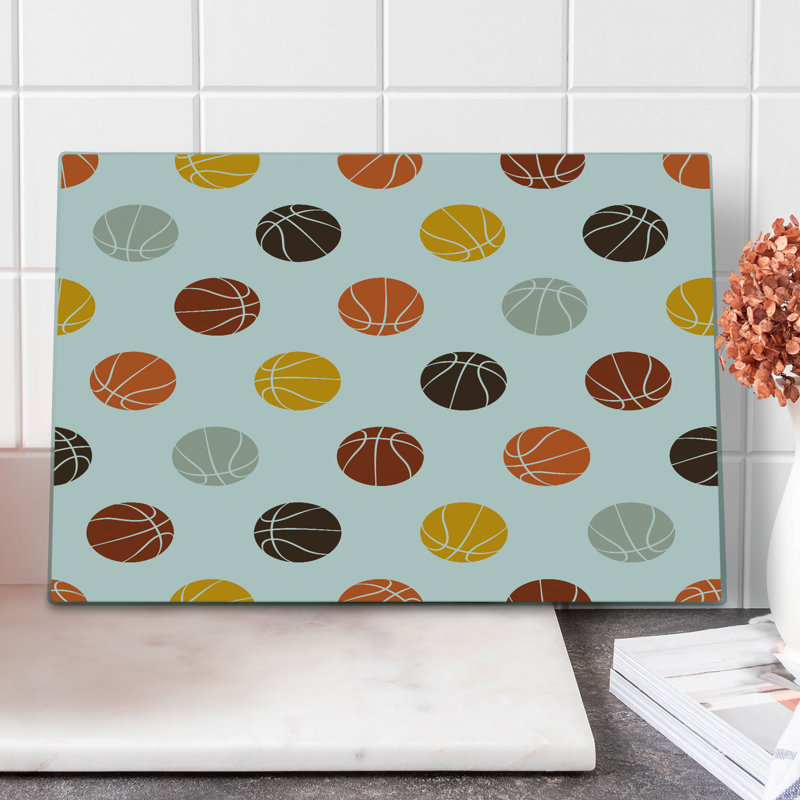 Ambesonne Basketball Cutting Board Large Earthen Toned Balls Multicolor