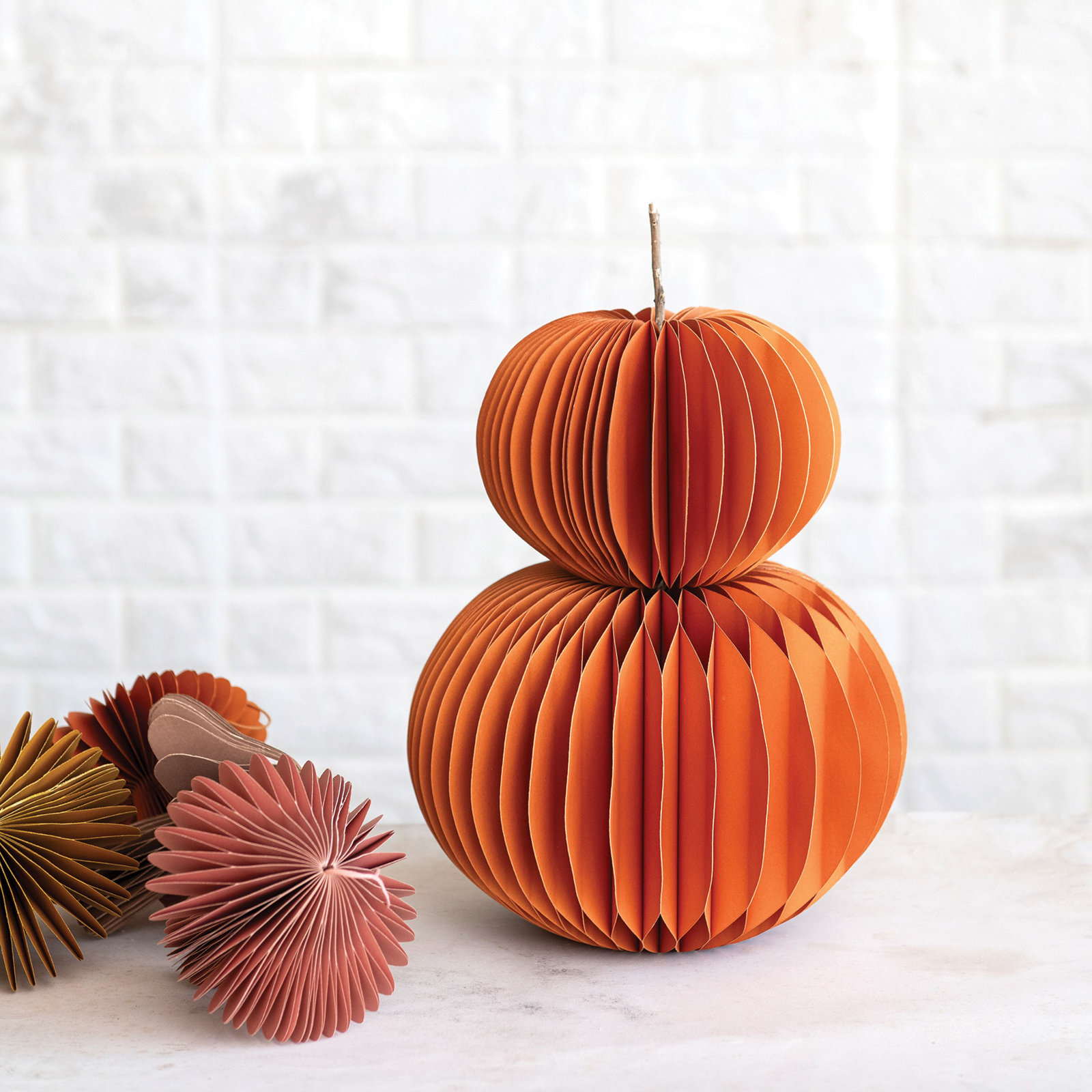 Paper Honeycomb Pumpkin Holiday Accent
