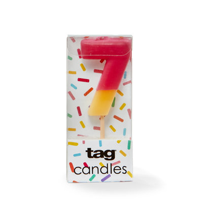 Digit 7 Red Candle - Novelty Cake Candle for Everyday Celebrations, 1.18" x 1.77", 0.07 hrs Burn Time
