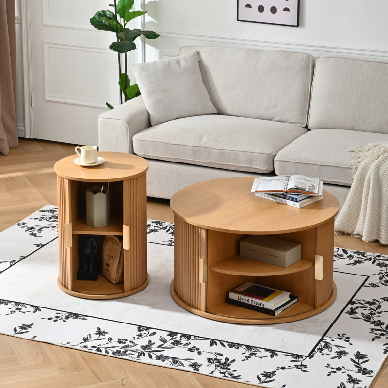 2 - Piece Round Coffee Table Set, Natural