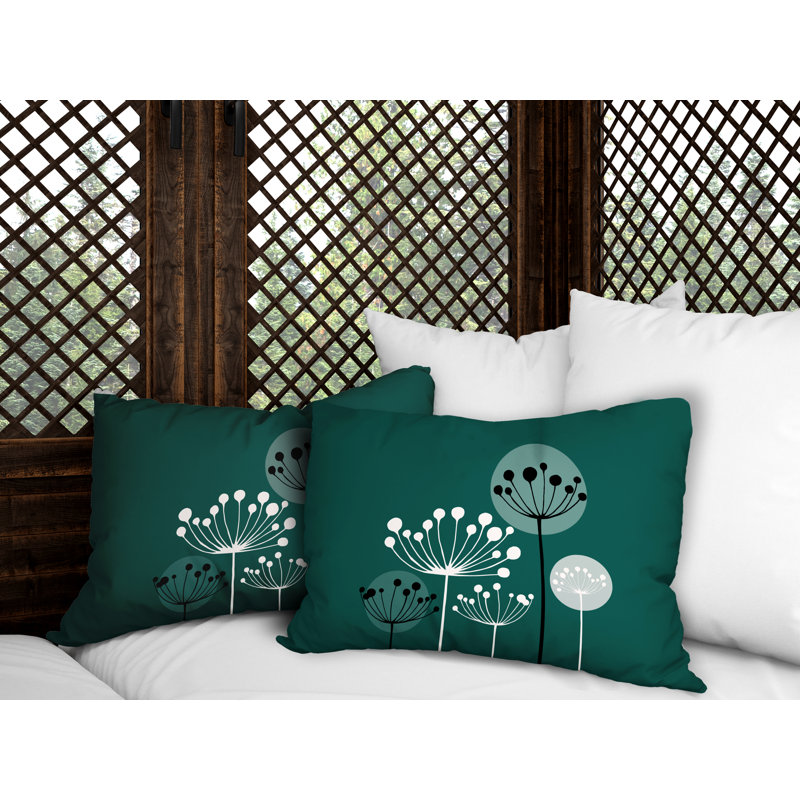 Floral Outdoor Reversible Throw Pillow, Emerald