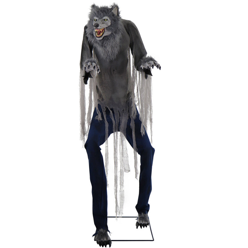 Werewolves Haunted Hill Farm  7-Ft. Tall Towering Werewolf, Motion-Activated Halloween Animatronic