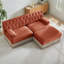Canapé Chesterfield en velours doux capitonné à boutons avec jupe à franges et 1 repose-pieds, facile à assembler-1825073724