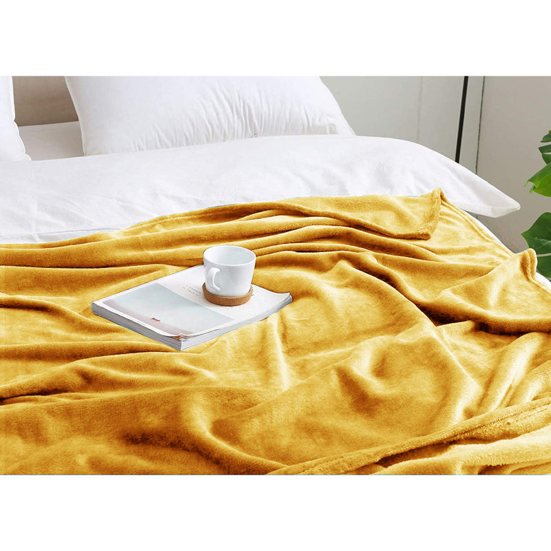 Papillon Throw Blanket, W150cm x L200cm, Mustard