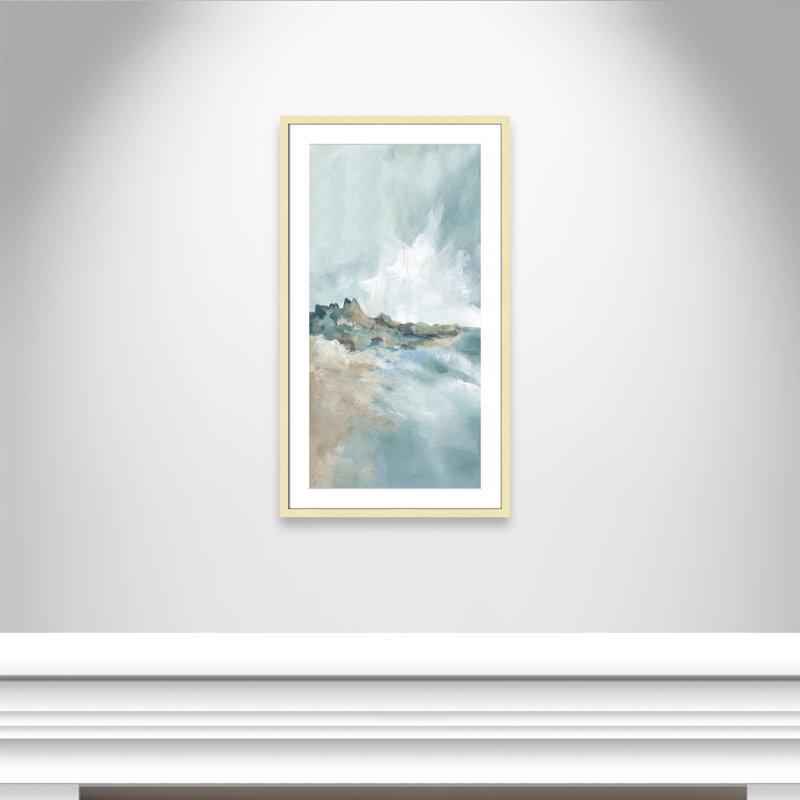 Imprimé Sandpoint par Carol Robinson, Reproduction encadrée avec passe-partout, H 35,5 po x l 20,5 po x P 1,25 po, Or