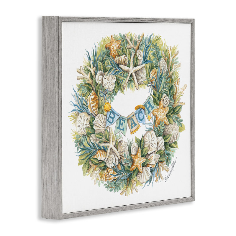 Holiday Beach Seashell Wreathe Nautical Christmas, Estampe numérique Farmhouse, H 12 po x l 12 po