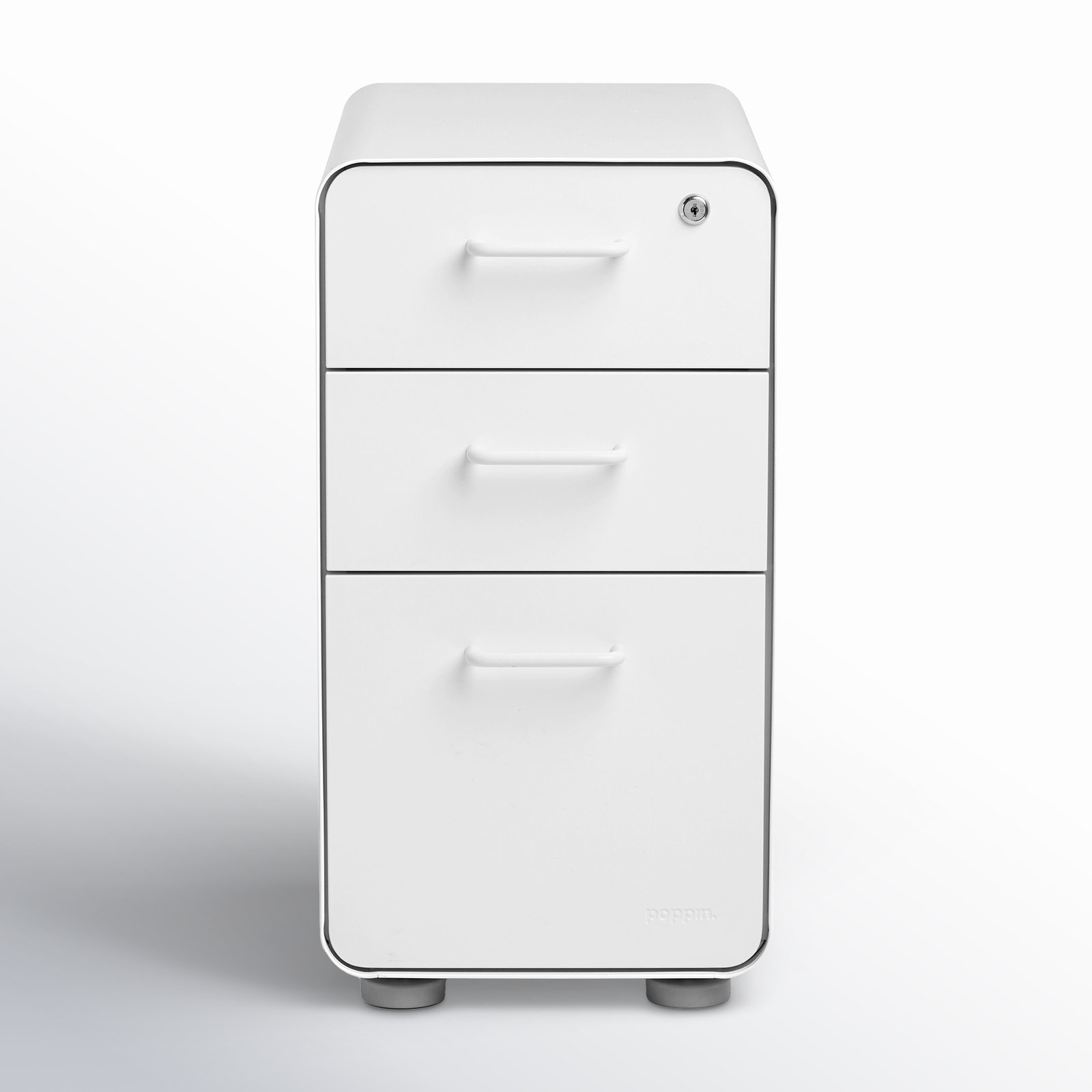 Slim Stow Filing Cabinet, White, Without Caster