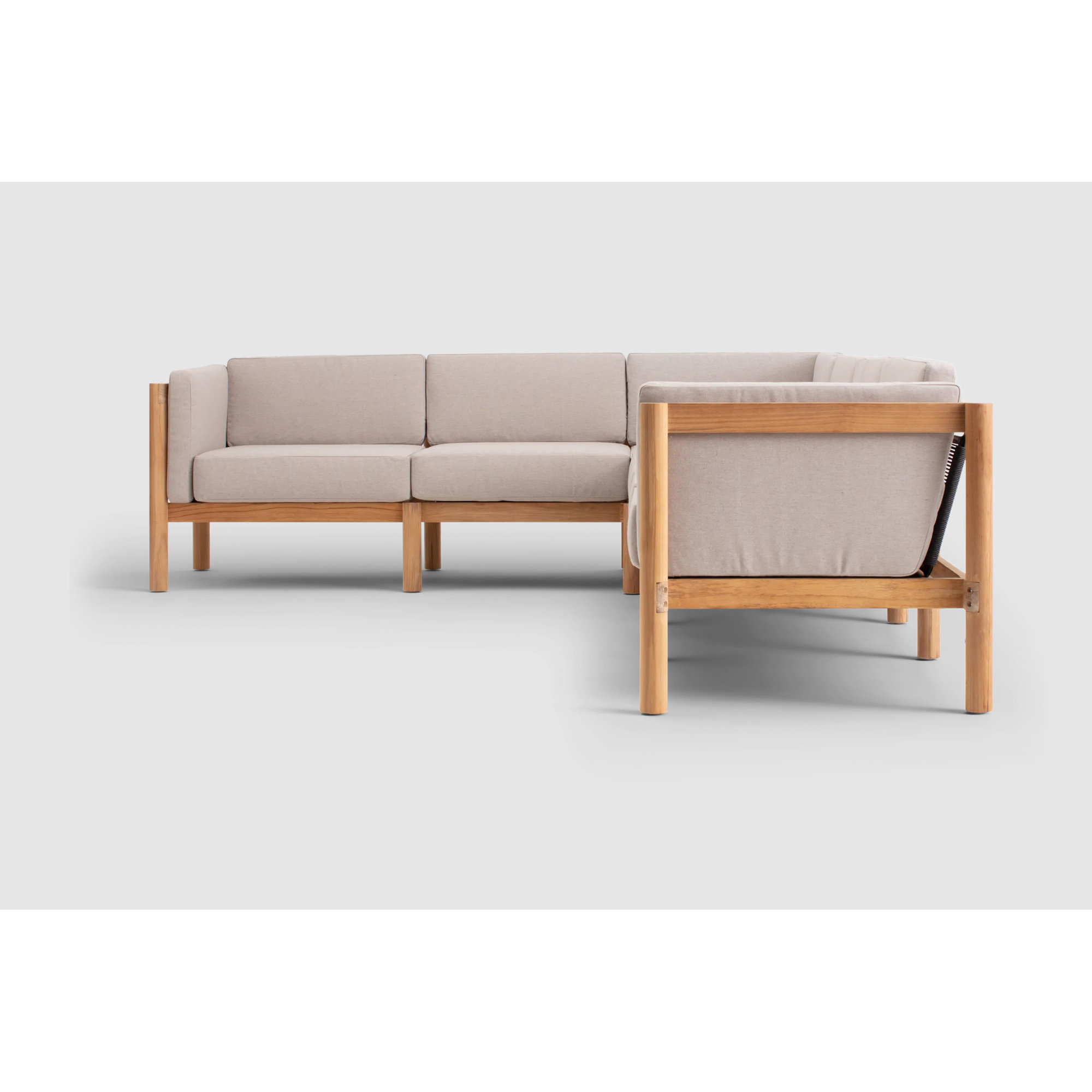 Haven 6-Piece Teak Outdoor Sectional with Sunbrella Cushions, Sunbrella Ashe