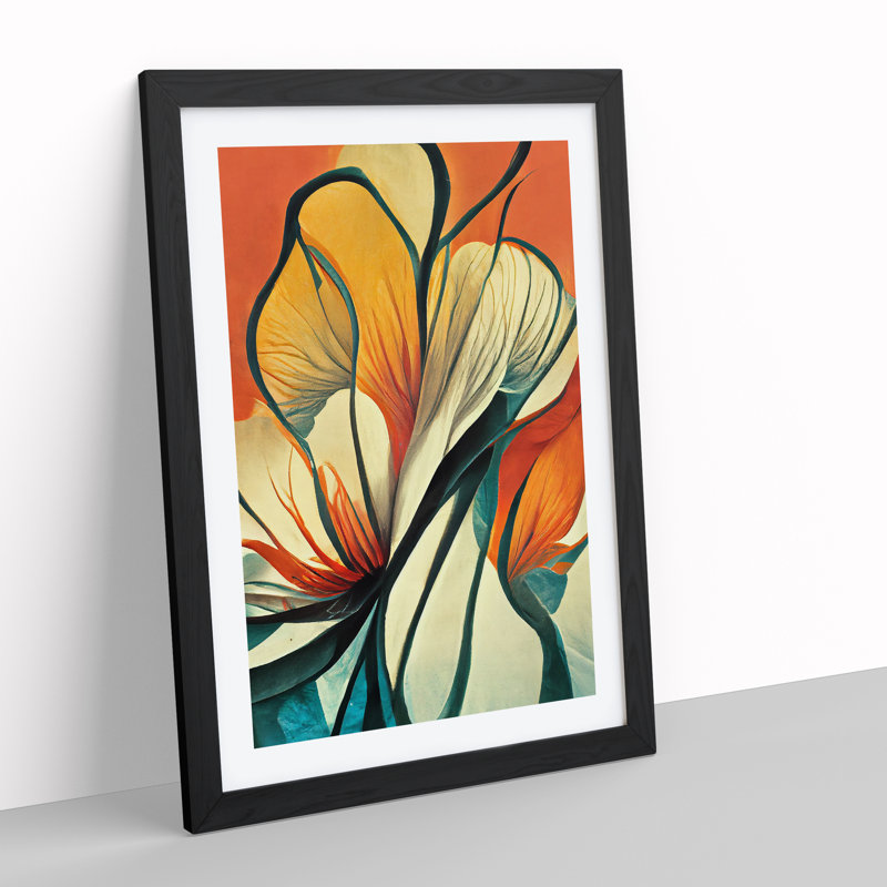 Flowers Abstract Art No.3 - Wall Art, 34cm H x 25cm W x 2cm D, Black Framed