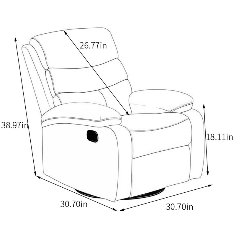 Theoni Faux Leather Swivel Recliner, Gray