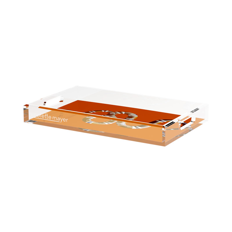 Serpent Acrylic Rectangle Decorative Tray, Burnt Orange, 17"W x 10.5"D x 2"H