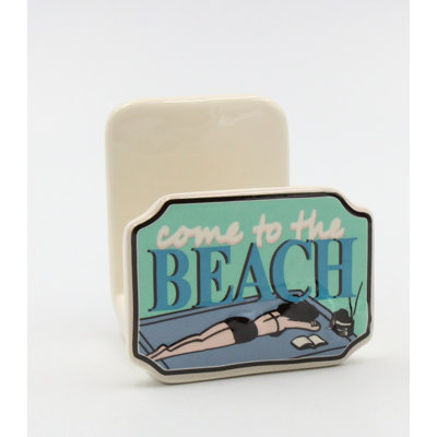 Ceramic Double Sided Napkin/Letter Holder- Beach/ Vacation Theme 